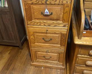 Oak locking file cabinet