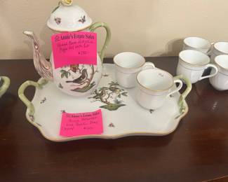 Herend/Rothschild with birds coffee pot and large serving tray