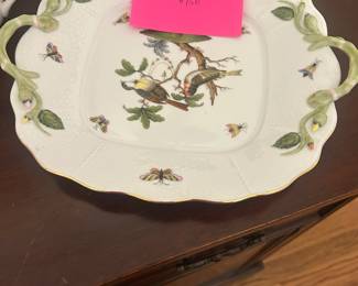 Herend Rothchild porcelin 2 handle dessert tray
