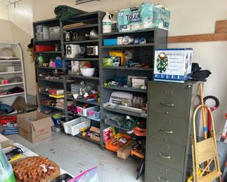 File Cabinet, kitchen items, shelving