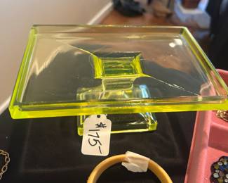 Vintage Clarks Teaberry Gum Vaseline/Uranium glass display tray