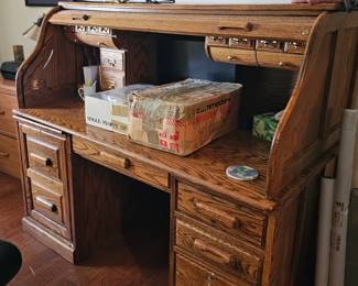 fabulous executive rolltop desk with brass accents, comes apart
