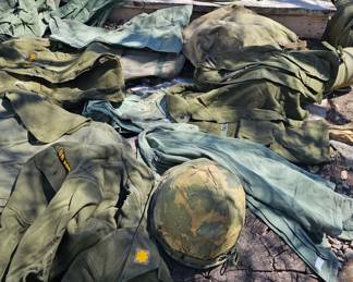 a field of military clothing