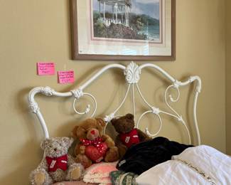 Full size iron bed with mattress Tempur-pedic top