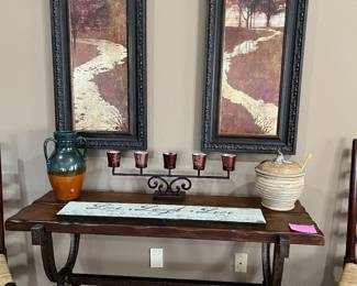 Hammered metal sofa table
