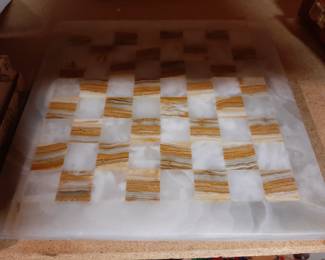 Marble chess board with marble pieces