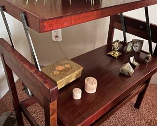 $200.00.  MCM Vintage 60s LIFT-top end table crafted from high quality mahogany and smooth even lift mechanism for effortless height adjustment and lower shelf.
