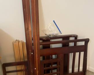 2 toddler beds brown/white one 