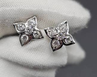 0.50 Carat Diamond Flower Cluster Stud Earrings