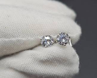 NEW! Classic .75 Carat Diamond Solitaire Stud Earrings in 14k White Gold