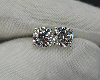 NEW! 3 Carat Diamond Four-Prong Martini Stud Earrings in 14k White Gold