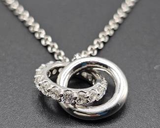 NEW! 1.02 Carat Pavé Diamond Infinity Circle Love Knot Pendant Necklace