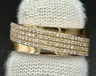 NEW! 0.50 Carat Pavé Diamond Four-Row Ring in Yellow Gold