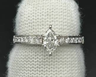 NEW! 0.50 Carat Marquise Natural Diamond Channel Ring in 14k White Gold