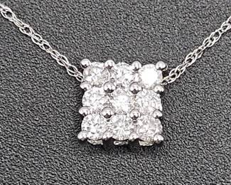 0.33 Carat Natural Diamond Quadrant Cluster Pendant Necklace in White Gold