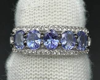 NEW! Oval Tanzanite & Pavé Diamond Tapered Ring