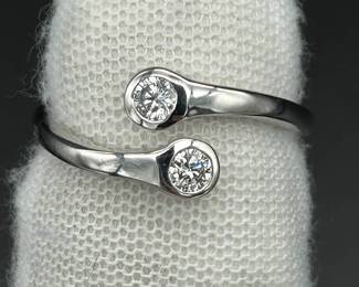 NEW! 0.30 Carat Diamond Two-Stone Bezel Coiled Bypass Ring