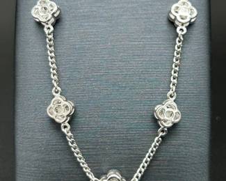 1.50 Carat Diamond Flower Cluster Station Necklace