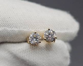 NEW! Sparkling 0.50 Carat Diamond Solitaire Stud Earrings in 14k Yellow Gold