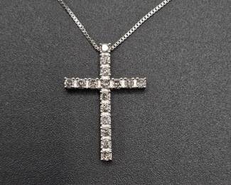 0.50 Carat Diamond Classic Cross Pendant Necklace