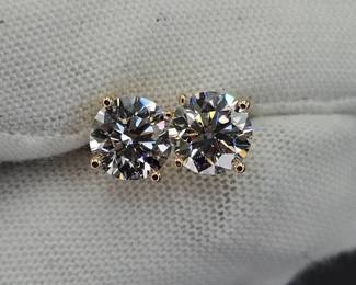 NEW! 2 Carat Diamond Solitaire Martini Stud Earrings in 14k Yellow Gold