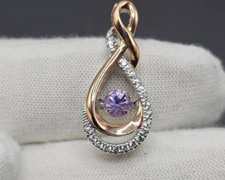 Amethyst in Motion Pavé Diamond Infinity Love Knot Pendant in Two-Tone
