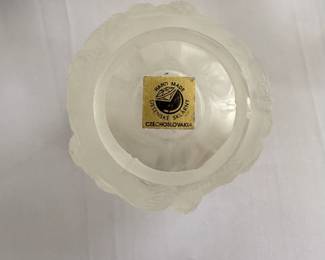 Base of the Czechoslovakian hand-made crystal footed bowl