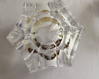 Base of a clear glass flower form bowl/vase signed by artist