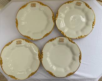 Jean Pouyat monogrammed dishes from Limoges, France