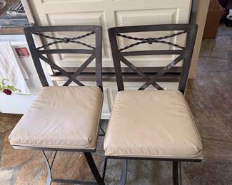 Pair of wrought iron bar stools