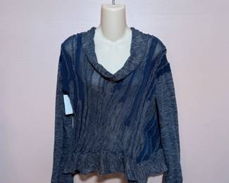 CREA Concept long sleeve blue knit top, NWT new with tag