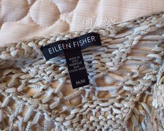 Closeup of Eileen Fisher woven top, size M