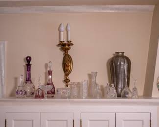 Bohemian cut to clear decanters, bell, and cut crystal bell collection