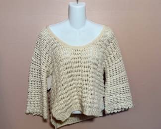 Free People ivory color open knit pullover sweater, size XS, new with tag NWT