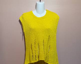 360 Sweater, yellow, sleeveless, crew neck, size S