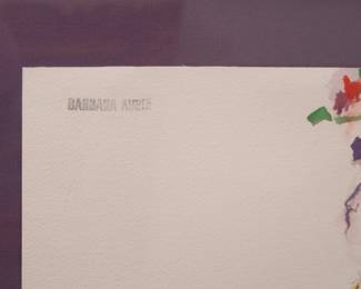 Stamp signature on color painting by French artist Barbara Aubin (1928-2014)