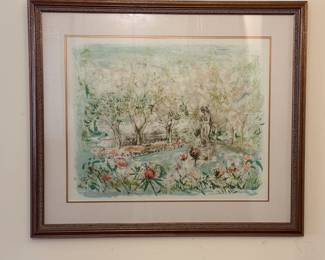 Edna Hibel Original Stone Lithograph #281, RENOIR'S GARDEN, Section I. Number 148/165 this section; total print number in various color sections 330