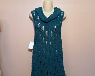 Fresh Produce hand knit cowl neck sleeveless sweater size XS/S, new with tag NWT