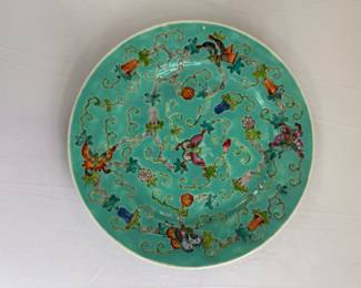 Vintage Chinese porcelain enameled butterfly and flower plate