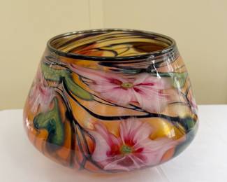 A very large Charles Lotton Sunset Multiflora bowl, inscribed signature and date of 1984