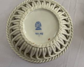 Base of the Herend Porcelain Chinese Bouquet pattern open weave basket