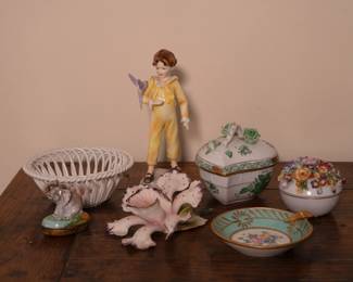 A small sampling of the Herend, Royal Worcester, and Limoges porcelain pieces....