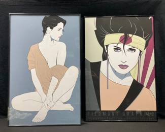 CT494Two Large Framed Patrick Nagel Poster Prints