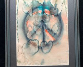 CT511Original Watercolor Signed By Artist with Peace Sign