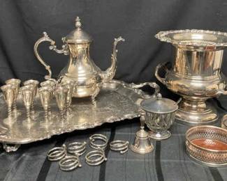 CT493FB Rogers Silver Plated Teapot, Tray, Champagne Bucket  more
