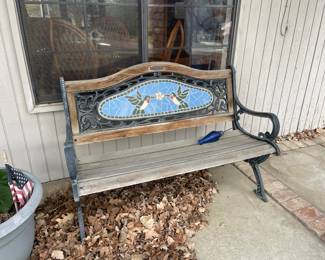 Bench with hummingbirds 