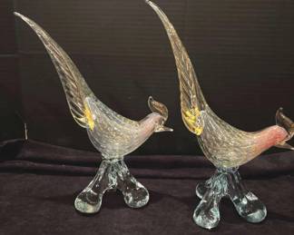 Two Glass Roadrunners Murano Style