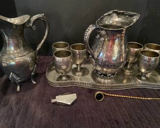 Silver Plated Pitchers, Wine Cups, And More