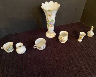 Herend Porcelain Floral And Butterfly Decor Pieces