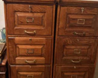 Pair Of Oak Locking File Cabinets